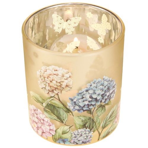 Itens Lanterna decorativa de vidro com design floral para dar um toque de estilo à sua casa, 8 cm, conjunto de 4 peças.