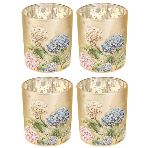 Itens Lanterna decorativa de vidro com design floral para dar um toque de estilo à sua casa, 8 cm, conjunto de 4 peças.