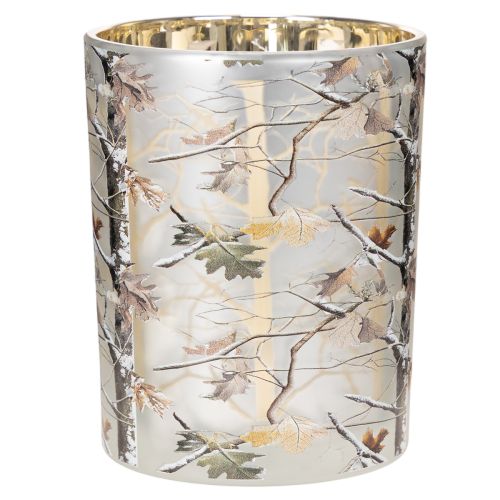 Lanterna de vidro com desenho de galho, interior dourado, 12 cm | Floristik24.pt