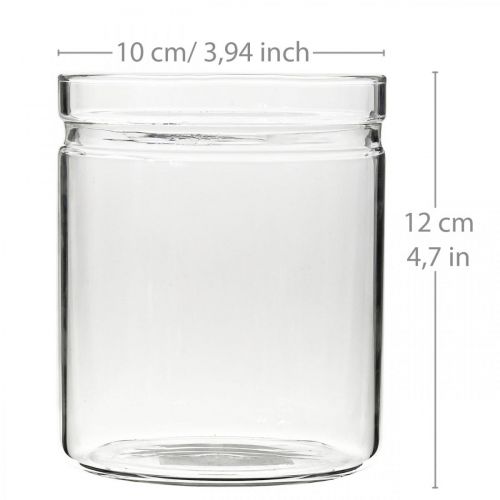 Vaso de flores, cilindro de vidro, vaso de vidro redondo Ø10cm H12cm