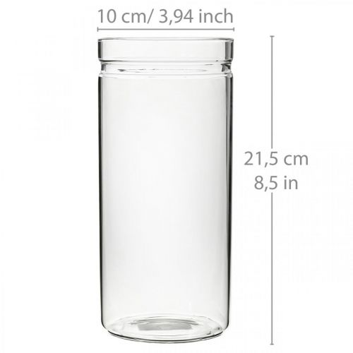Floristik24 Vaso de flores, cilindro de vidro, vaso de vidro redondo Ø10cm Alt.21,5cm