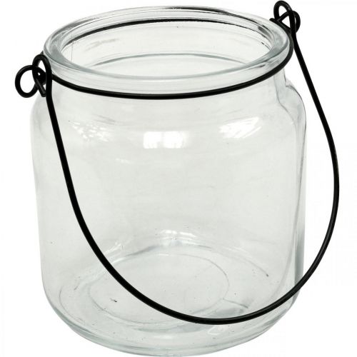 Lanterna de vidro suspenso com alça Ø8cm H10.5cm