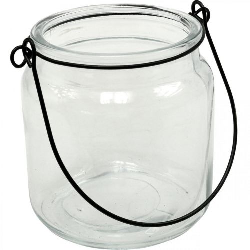 Floristik24 Lanterna de pendurar em vidro com pega Ø8cm A10.5cm