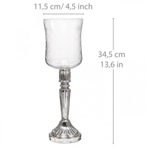 Itens Lanterna de vidro vela vidro antigo olhar claro, prata Ø11.5cm H34.5cm