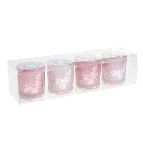 Floristik24 Lanterna de vidro rosa Ø7,5cm Alt.8cm 4 unidades