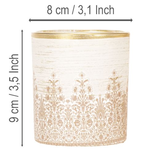 Porta-velas de vidro com estampa floral, Ø8cm A9cm, 2 peças | Floristik24.pt