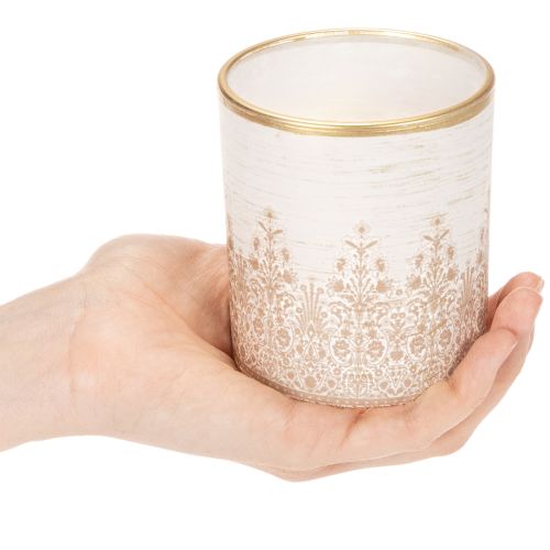 Porta-velas de vidro com estampa floral, Ø8cm A9cm, 2 peças | Floristik24.pt