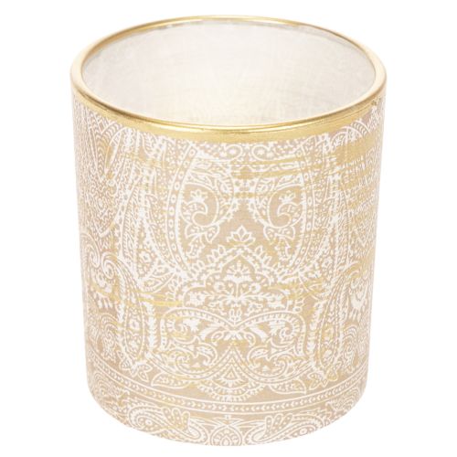 Porta-velas de vidro com estampa paisley, Ø8cm, A9cm, 2 peças | Floristik24.pt