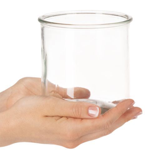 Porta-velas de vidro, redondo, transparente, versátil, 12 cm, 2 peças | Floristik24.pt