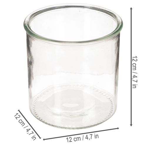 Porta-velas de vidro, redondo, transparente, versátil, 12 cm, 2 peças | Floristik24.pt