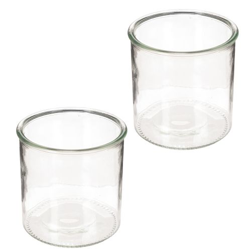 Porta-velas de vidro, redondo, transparente, versátil, 12 cm, 2 peças | Floristik24.pt