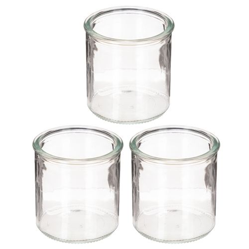 Castiçal redondo de vidro transparente para velas votivas, 8 cm, conjunto com 3 peças. | Floristik24.pt