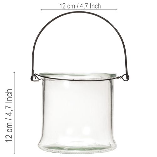 Lanterna de vidro suspensa Ø12cm A12,5cm (2 unidades) | Floristik24.pt
