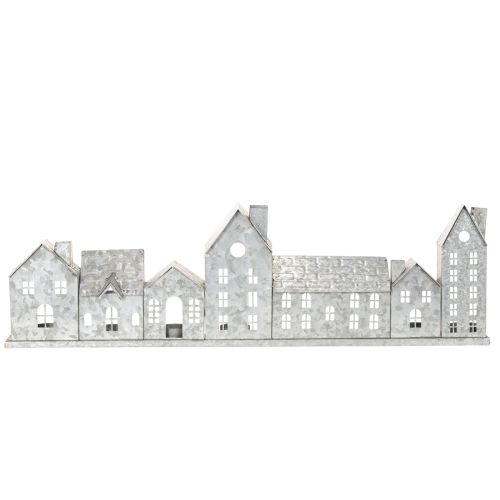 Fileira decorativa de casinhas com suportes para velas pequenas, decoração de Advento, 68 cm