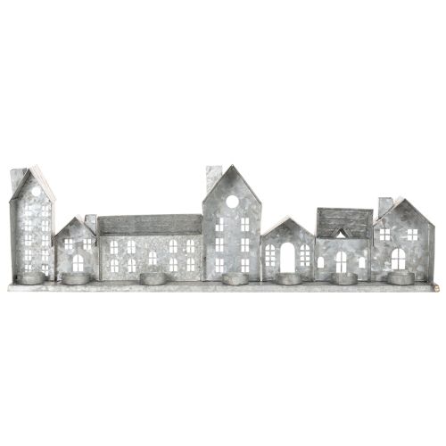 Fileira decorativa de casinhas com suportes para velas pequenas, decoração de Advento, 68 cm | Floristik24.pt