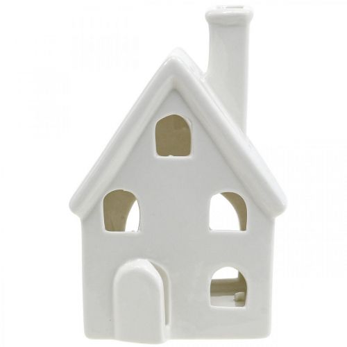 Itens Lanterna Casa Luz Cerâmica Advento Branco Alt.14cm 2 un.