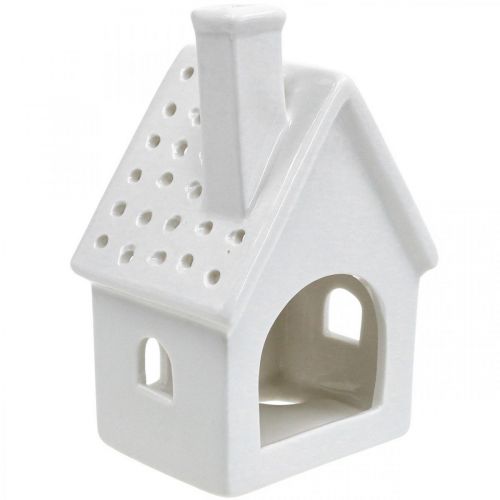 Itens Lanterna Casa Luz Cerâmica Advento Branco Alt.14cm 2 un.