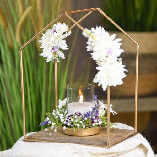 Itens Lanterna casa decoração em metal vela tealight vidro 20×16×26cm