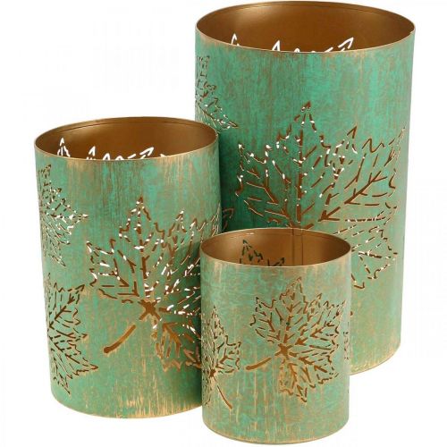 Floristik24 Porta-velas de outono para lanterna em metal Ø8/10/13cm conjunto de 3 peças
