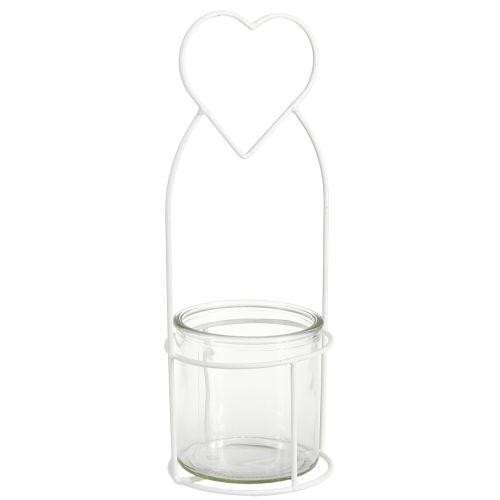 Itens Lanterna Coração Branco Suporte para Lanterna Vidro Ø12cm Alt.30cm 2pcs