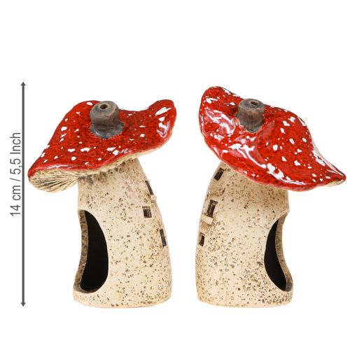 Itens Lanterna de cerâmica cogumelo decoração de outono H12,5/14cm 2 peças