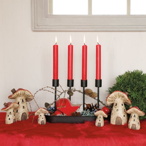 Lanterna de cerâmica cogumelo decoração de outono H12,5/14cm 2 peças