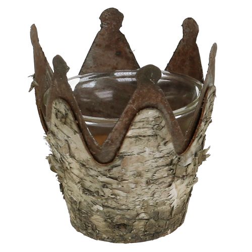 Floristik24 Coroa da lanterna com bétula e metal Ø7cm H7.5cm 3pcs