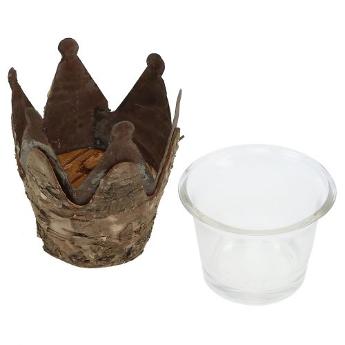 Floristik24 Coroa da lanterna com bétula e metal Ø7cm H7.5cm 3pcs