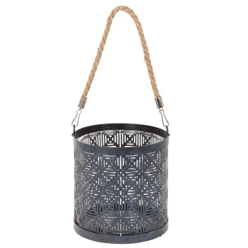Porta-velas de metal, lanterna decorativa com alça, antracite, Ø16cm, 2 peças | Floristik24.pt