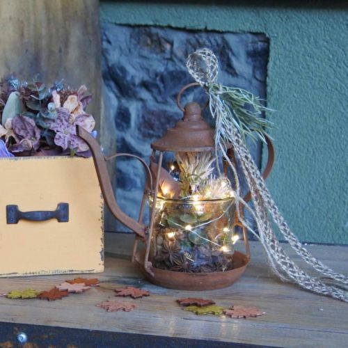 Floristik24 Lanterna de metal vidro bule decoração pátina Ø15cm Alt.26cm