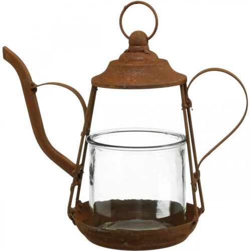 Floristik24 Lanterna de metal vidro bule decoração pátina Ø15cm Alt.26cm