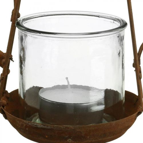 Floristik24 Lanterna de metal vidro bule decoração pátina Ø15cm Alt.26cm