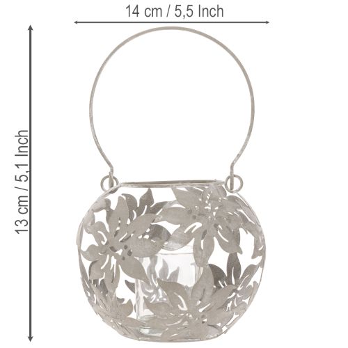 Lanterna de metal decorativa suspensa, cinza, Ø14cm A13cm | Floristik24.pt