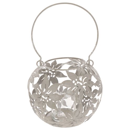 Lanterna de metal decorativa suspensa, cinza, Ø14cm A13cm | Floristik24.pt