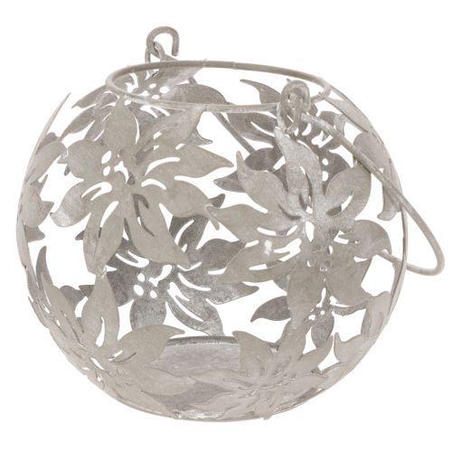 Lanterna de metal decorativa suspensa, cinza, Ø14cm A13cm | Floristik24.pt