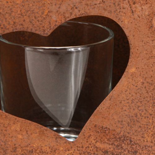 Itens Saco de metal para lanterna enferrujado com inserção de vidro H15cm 2 peças