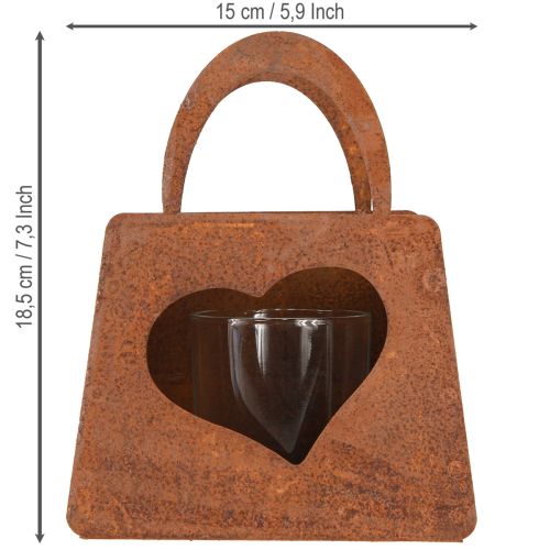 Itens Saco de metal para lanterna enferrujado com inserção de vidro H15cm 2 peças