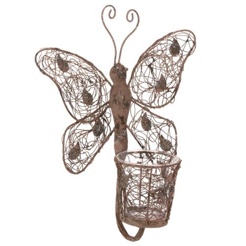 Lanterna de metal, decoração de parede, borboleta, acabamento envelhecido, 36,5 cm comprar | Floristik24.pt