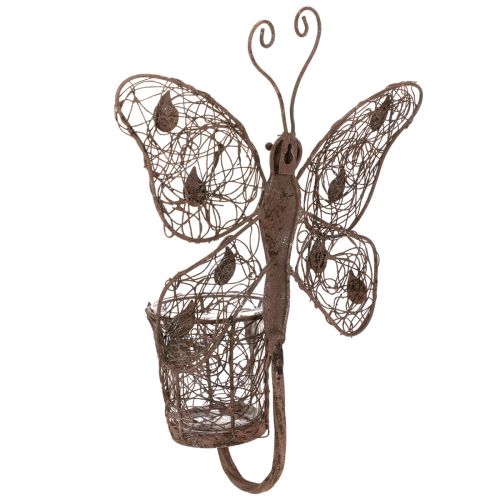 Lanterna de metal, decoração de parede, borboleta, acabamento envelhecido, 36,5 cm | Floristik24.pt