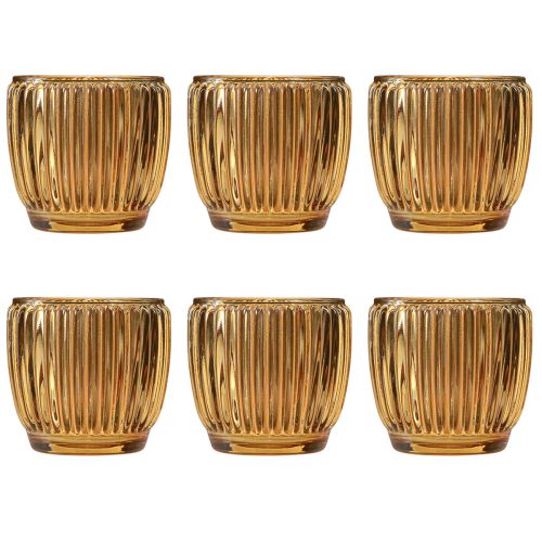 Itens Lanterna Laranja Castiçal Vidro Retro Ø7cm Alt.7cm 6 un