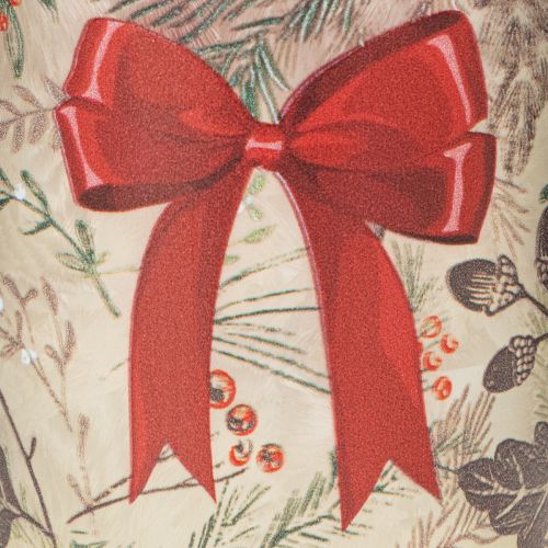 Castiçal de vidro para vela votiva com ramos de Natal e fita vermelha, 8 cm, 2 peças | Floristik24.pt