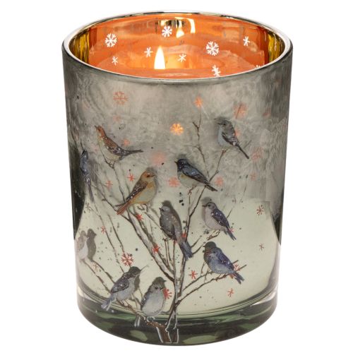 Castiçal com pássaros, design de inverno, acabamento brilhante, 12 cm | Floristik24.pt