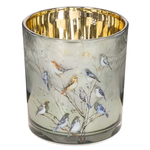 Porta-velas de vidro com motivo de pássaro e floco de neve, 8 cm, 2 peças comprar | Floristik24.pt
