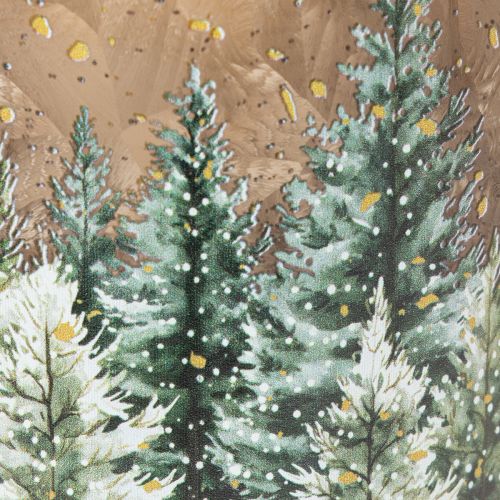 Porta-velas de vidro com desenho de floresta de pinheiros, decoração de inverno, 15 cm | Floristik24.pt