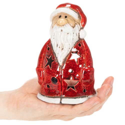 Papai Noel decorativo como porta-velas com estrelas, decoração de mesa, 15 cm | Floristik24.pt