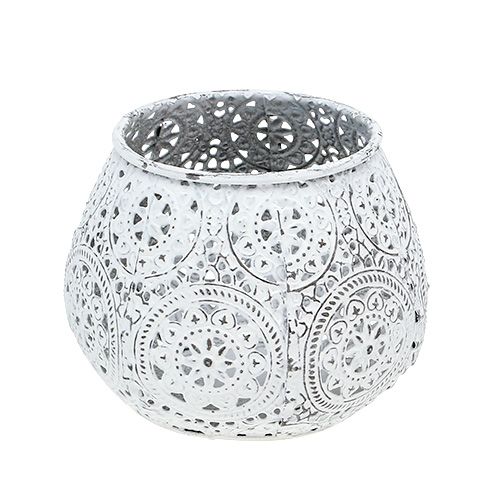 Floristik24 Lanterna branca com padrão Ø10cm Alt.8cm 1p