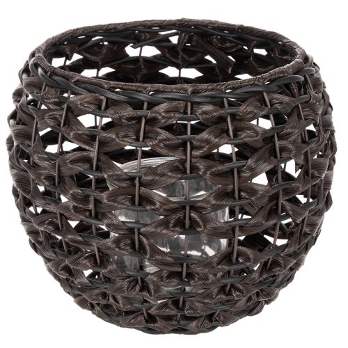 Porta-velas trançado, preto e marrom, decoração de verão, Ø31cm A25cm comprar | Floristik24.pt
