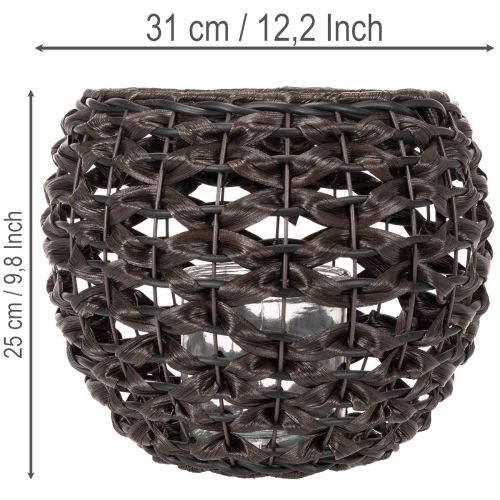 Porta-velas trançado, preto e marrom, decoração de verão, Ø31cm A25cm | Floristik24.pt