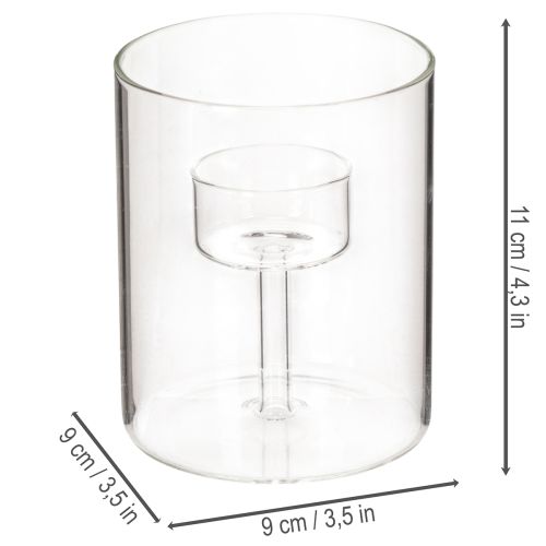 Lanterna de vidro com suporte elevado para vela de chá, 11 cm | Floristik24.pt