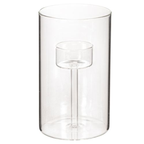 Castiçal de vidro com encaixe para velas cilíndricas de 15 cm (2 unidades)